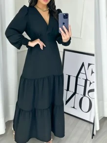Vestido longo feminino tecido Duna manga longa , moda evangélica tamanho G 40/42