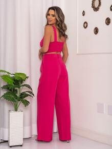 Women Two-piece Outfits - 玫紅色 - 查看 2