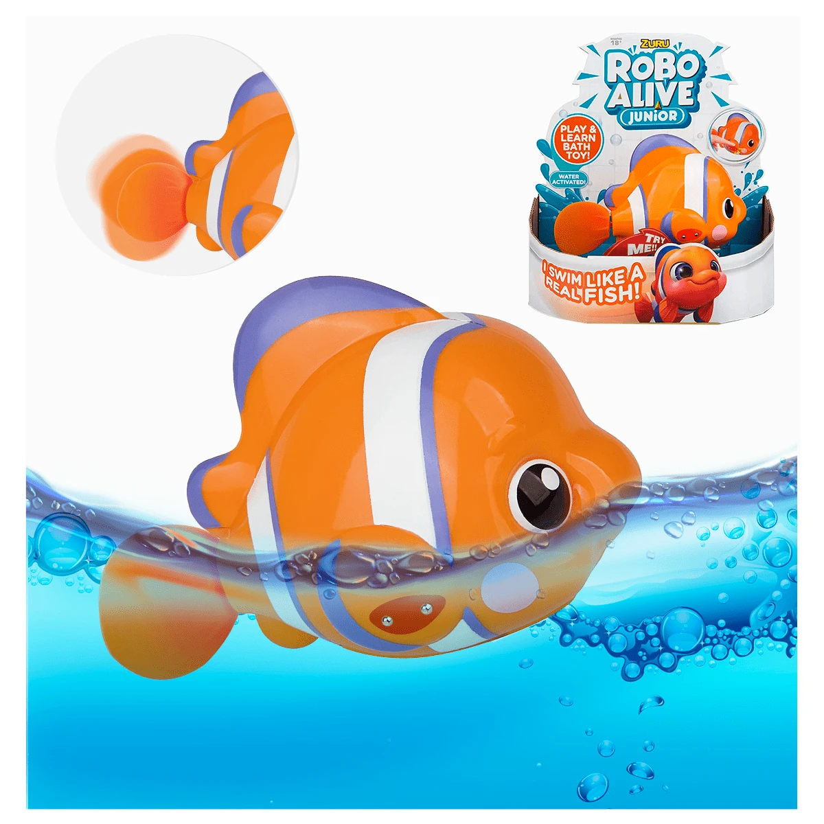 Shark, Fish, Crocodile Bath Toy With Movement For Toddlers Babies Tub Bathtub - 橘色 - 查看 1