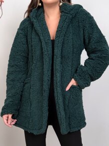 Women Faux Fur Coats - Verde Oscuro - Ver 5