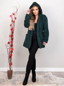 Women Faux Fur Coats - Verde Oscuro - Ver 8