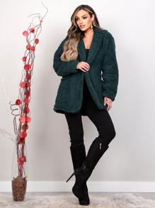 Women Faux Fur Coats - Verde Oscuro - Ver 6