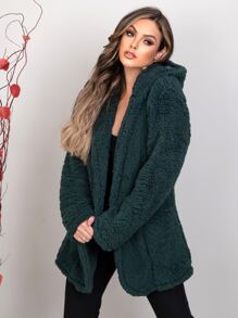 Women Faux Fur Coats - Verde Oscuro - Ver 9
