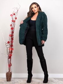 Women Faux Fur Coats - Verde Oscuro - Ver 3