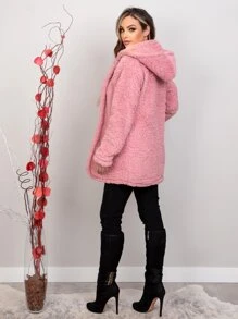 Women Faux Fur Coats - Pink - View 5