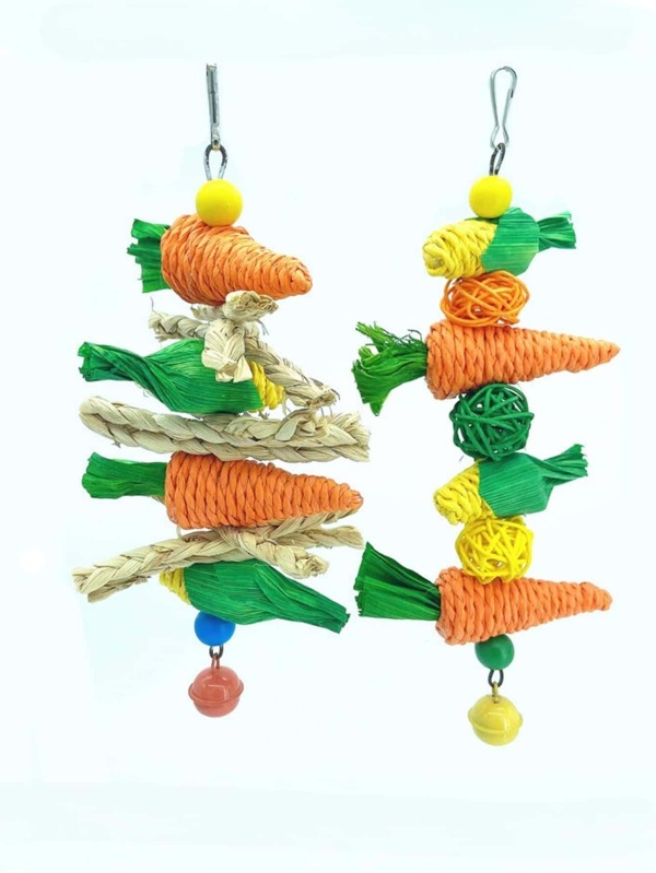1 Stück Zufällige Farbe & Stil Handgemacht Gewebt Ranke , Karotte & Mais Design, Kauspielzeug für Klein Haustiere ( Hamster , Hase , Vogel , Papagei , )