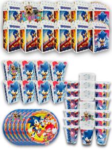 Kit de Fiesta 25 Invitados de Personaje Sonic Desechables 100 pz Artículos Decoración Cartón Platos Vasos Dulceros Palomeros - Negro - Ver 1