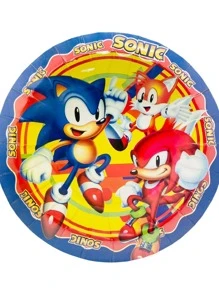 Kit de Fiesta 25 Invitados de Personaje Sonic Desechables 100 pz Artículos Decoración Cartón Platos Vasos Dulceros Palomeros - Negro - Ver 4