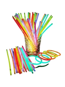 50 Pulseras Neón Fosforescente Brillantes para Fiesta bodas XV años Stellar - Multicolor - Ver 2