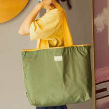 1PC  Drawstring Foldable Shopping Bag, Reusable Washable Grocery Bag, Women Travel Tote Shoulder Bag - Army Green - View 3