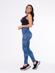 Women Sports Leggings - blue stripe - View 3