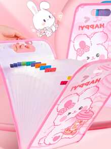 Carpeta Expandible Adorable Blanca Con Patrón De Conejo Lindo [color Sólido] - Blanco - Ver 2