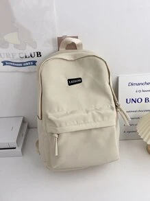 中學生背包適用於青少年男女大學生男女,帆布休閒書包,輕巧的基本筆記本電腦旅行背包,可愛的背包適用於學校大學背包,大容量書包適用於男女學生旅行背包 - 白色 - 查看 1