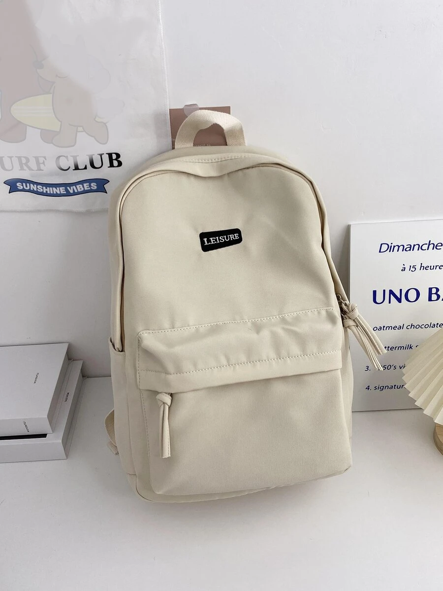 中學生背包適用於青少年男女大學生男女,帆布休閒書包,輕巧的基本筆記本電腦旅行背包,可愛的背包適用於學校大學背包,大容量書包適用於男女學生旅行背包 - 白色 - 查看 1