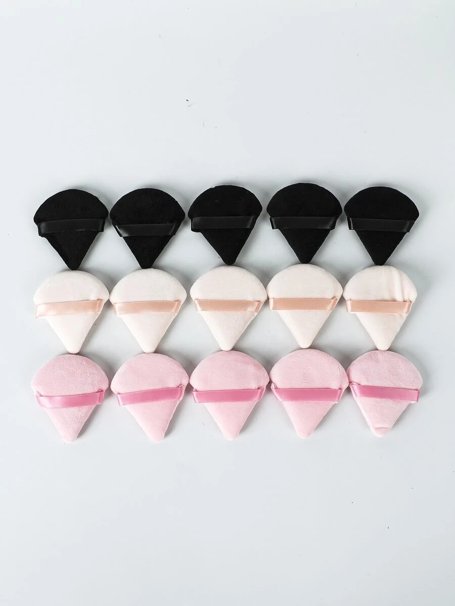 15 cái Hình tam giác Nhung & Lông tơ Ngắn Bột Puff Đối với Trang điểm Đăng ký , - Nhiều màu - Xem 1