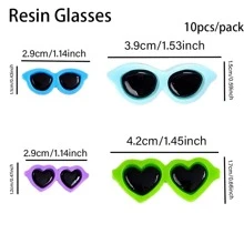 10入組/套樹脂混色太陽眼鏡,包括圓形和心形迷你太陽眼鏡,DIY眼鏡配件 - 樹脂眼鏡 - 查看 8