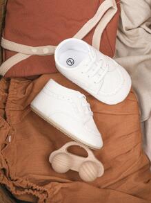 KIDSUN Baby Boys Girls Loafers Oxford Shoes Lace Up Sneakers First Walking Shoes PU Leather Moccasins Soft Rubber Sole Boots Unisex Ankle Strap Infant Toddler Newborn Outdoor Sporty Crib Dress Shoes - White - View 4