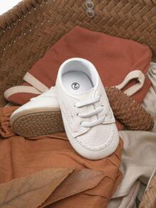 KIDSUN Baby Boys Girls Loafers Oxford Shoes Lace Up Sneakers First Walking Shoes PU Leather Moccasins Soft Rubber Sole Boots Unisex Ankle Strap Infant Toddler Newborn Outdoor Sporty Crib Dress Shoes - White - View 7