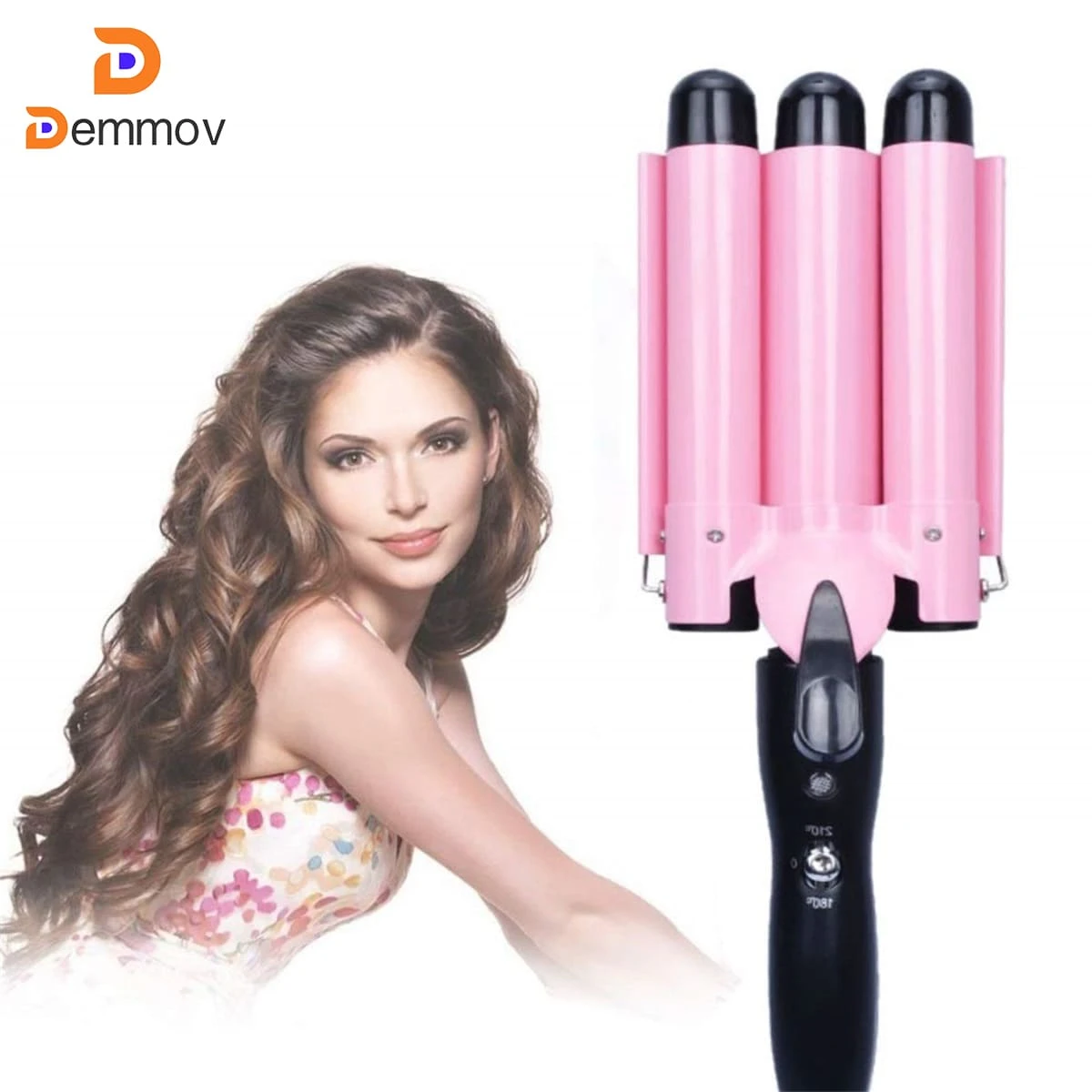 Hair Curling Iron 1 inch 3 Barrel Hair Crimper Ceramic Two Gear Temperature Control Hair Waving Styling Tools - Black - View 1