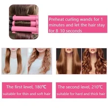Hair Curling Iron 1 inch 3 Barrel Hair Crimper Ceramic Two Gear Temperature Control Hair Waving Styling Tools - Black - View 6