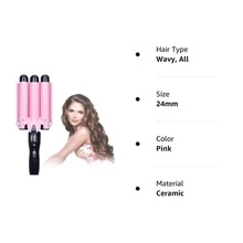 Hair Curling Iron 1 inch 3 Barrel Hair Crimper Ceramic Two Gear Temperature Control Hair Waving Styling Tools - Black - View 8