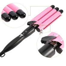 Hair Curling Iron 1 inch 3 Barrel Hair Crimper Ceramic Two Gear Temperature Control Hair Waving Styling Tools - Black - View 3