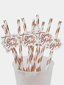 10支玫瑰金一次性婚礼吸管 - 彩色 - 查看 3