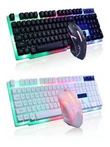 Kit Teclado Mouse Gamer Profesional Retroilumin Usb Negro - Multicolor - Ver 1
