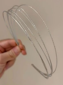 Diadema metálica de estilo urbano multicapa, tocado dorado, diadema, aro para el cabello, accesorios para el cabello - Plateado - Ver 3