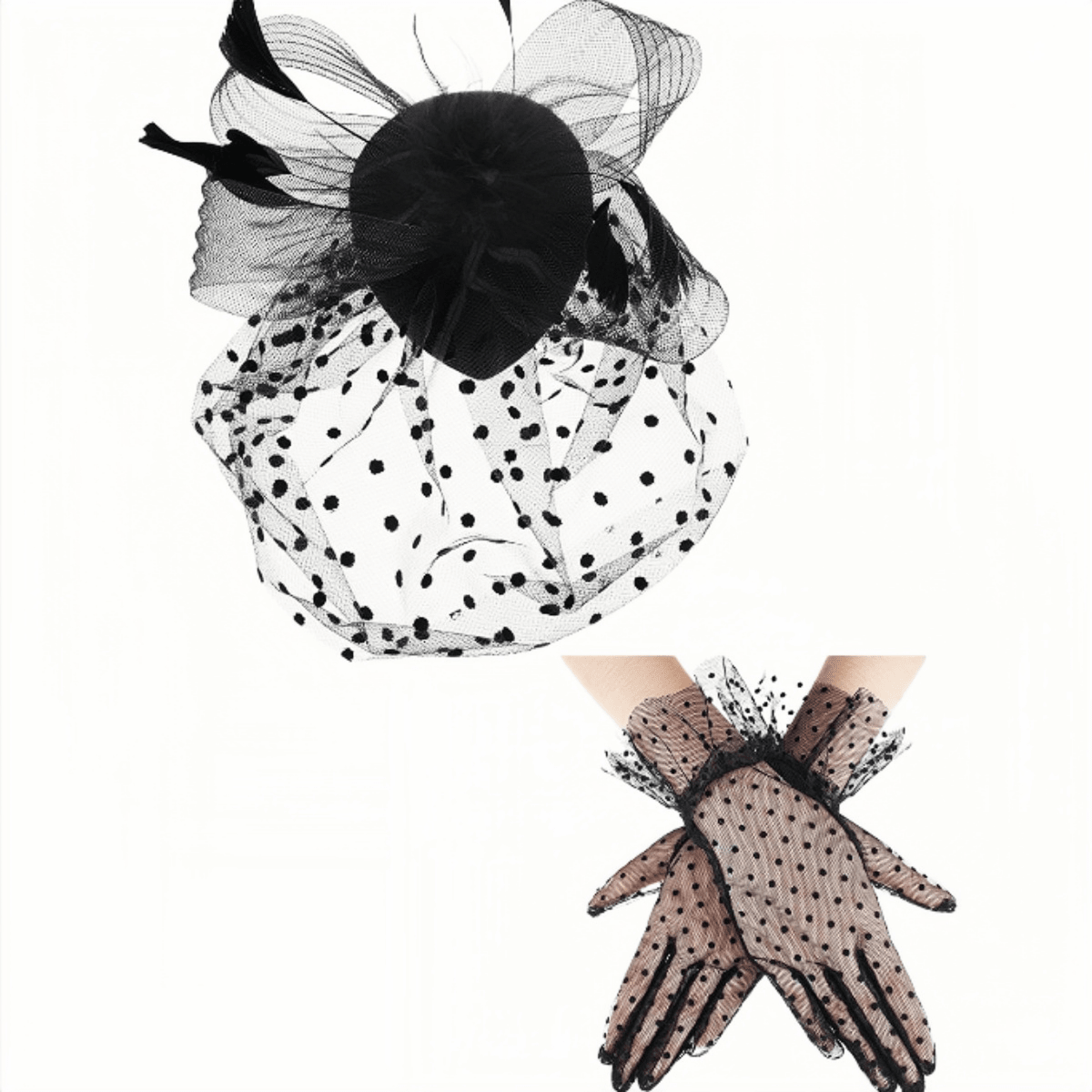 3pcs/Set Fascinators Hats And Lace Gloves Set For Women Fancy Tea Party Hats 2024 Elegant 1950s Kentucky Derby Hats Hair Clip For Bride Wedding Party Birdcage Veil Headband 1920s Headpiece For Horse Race Vintage Bridgerton Fedora Beret Hats 50s Outfit Church Hats Black Veil For Funeral 1940s Dresses Victorian Hat Pillbox Hats Lolita Accessories For Women Girl Birthday Mother's Day Halloween Christmas Gift
