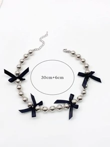 水鑽繡帶蝴蝶結頸鍊 - 蝴蝶結 - 查看 4