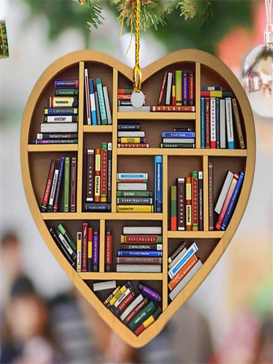 1入組書戀人心裝飾物,讀本聖誕裝飾物,亞克力樹裝飾物禮品為她,閱讀復古書聖誕裝飾物,合適的適合萬聖節,感恩節,聖誕 - 彩色 - 查看 1