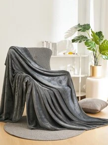 1pc Minimalist Solid Color Plush Blanket, Elegant And Simple, Soft And Warm, Suitable For Bedroom, Guest Room And Sofa - Dark Grey - View 6