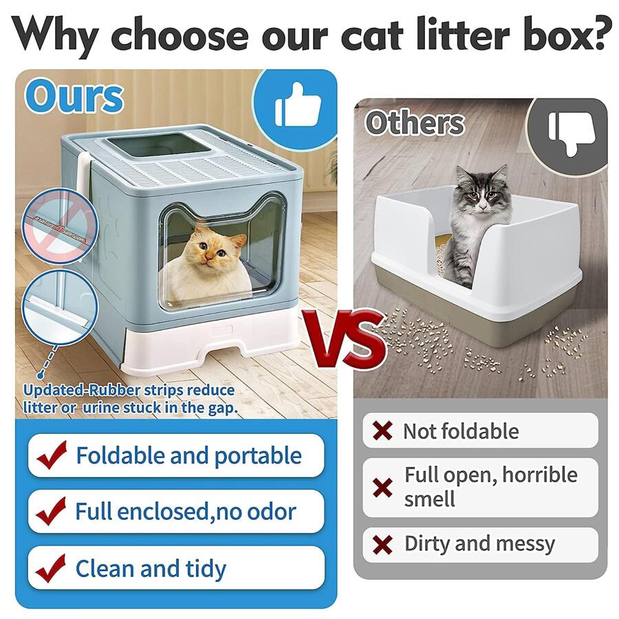 Foldable Cat Litter Box with Cat Litter Scoop Anti odor Drawer Type