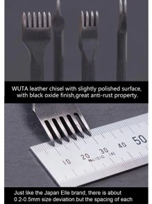WUTA Leather Craft Hole Punch leather craft Tools Point Black Pricking Iron Leather Chisel Stitching Tools 3/4mm - 4mm - View 8