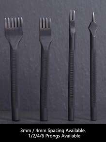 WUTA Leather Craft Hole Punch leather craft Tools Point Black Pricking Iron Leather Chisel Stitching Tools 3/4mm - 4mm - View 5