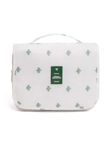 便携式化妆包，1个装，聚酰胺多功能折叠仙人掌图案洗漱包，旅行化妆包，护肤包，洗漱包，收纳袋，旅行必备，邮轮必备，宿舍必备，婚礼伴娘礼物，妈妈礼物，生日礼物，浴室客厅床边收纳整理包，珠宝收纳包，唇油收纳包，女士礼物，圣诞礼物，女士礼物创意，化妆包，旅行必备 - 白色 - 查看 9