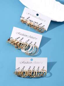 36pcs Geometric Faux Pearl Earring Set