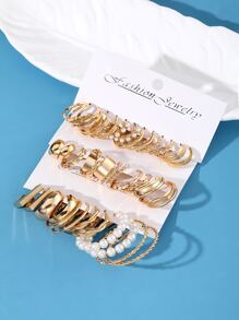 36pcs Geometric Faux Pearl Earring Set