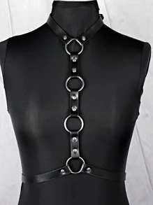 1 chiếc đai nịt bụng Gothic Rock Hip-Hop cho sân khấu, thắt lưng buộc eo, thắt lưng giữ eo hộp đêm, thắt lưng nịt ngực Punk - màu đen - Xem 6