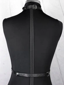 1 chiếc đai nịt bụng Gothic Rock Hip-Hop cho sân khấu, thắt lưng buộc eo, thắt lưng giữ eo hộp đêm, thắt lưng nịt ngực Punk - màu đen - Xem 8