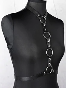 1 chiếc đai nịt bụng Gothic Rock Hip-Hop cho sân khấu, thắt lưng buộc eo, thắt lưng giữ eo hộp đêm, thắt lưng nịt ngực Punk - màu đen - Xem 7