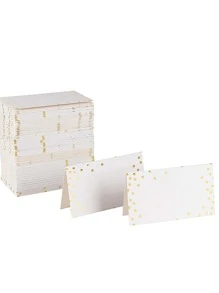 50pcs Gold Foil Polka Dot Table Cards For Home Party, Wedding Seating Card - White - View 8