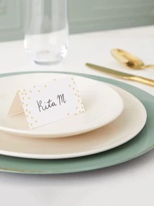 50pcs Gold Foil Polka Dot Table Cards For Home Party, Wedding Seating Card - White - View 2