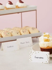 50pcs Gold Foil Polka Dot Table Cards For Home Party, Wedding Seating Card - White - View 4