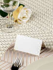 50pcs Gold Foil Polka Dot Table Cards For Home Party, Wedding Seating Card - White - View 7