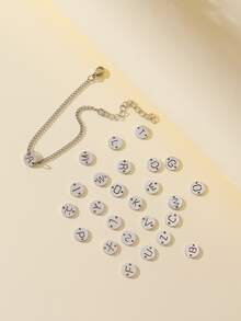 1入組男士不銹鋼簡單時尚26字母姓名手環 - 銀色 - 查看 3