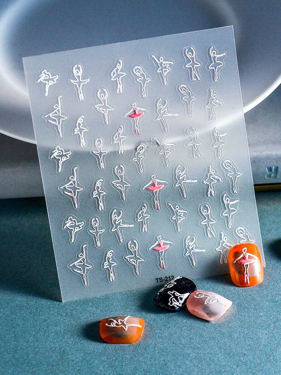 Swan Dancer 3D Press-On Nails Sticker 1pc - Multicolor - View 1