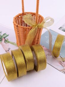 2.5釐米金色&銀緞帶烘烤&蛋糕包裝生日禮物裝飾用品絲帶DIY彩色織物緞帶,25 - 金色 - 查看 1