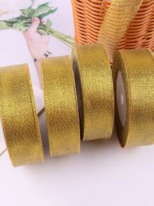 2.5釐米金色&銀緞帶烘烤&蛋糕包裝生日禮物裝飾用品絲帶DIY彩色織物緞帶,25 - 金色 - 查看 2